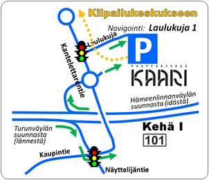 Opastus Kauppakeskus Kaaren pysäköintiin