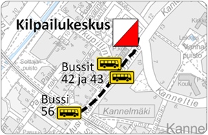 Tulo bussilla kilpailukeskukseen