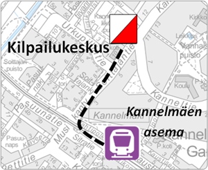 Tulo bussilla kilpailukeskukseen