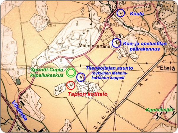 Malminkartanon koetilan alue 1950/1960-lukujen taitteessa